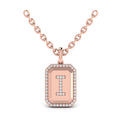 Diamond Medallion Alphabet Pendant Link Necklace, I