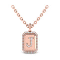 Diamond Medallion Alphabet Pendant Link Necklace, J