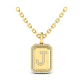 Diamond Medallion Alphabet Pendant Link Necklace, J