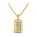 Diamond Medallion Alphabet Pendant Link Necklace, J