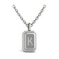 Diamond Medallion Alphabet Pendant Link Necklace, K