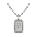 Diamond Medallion Alphabet Pendant Link Necklace, M