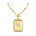 Diamond Medallion Alphabet Pendant Link Necklace, M