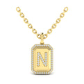 Diamond Medallion Alphabet Pendant Link Necklace, N