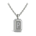Diamond Medallion Alphabet Pendant Link Necklace, P