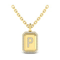 Diamond Medallion Alphabet Pendant Link Necklace, P