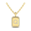 Diamond Medallion Alphabet Pendant Link Necklace, Q