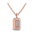 Diamond Medallion Alphabet Pendant Link Necklace, R