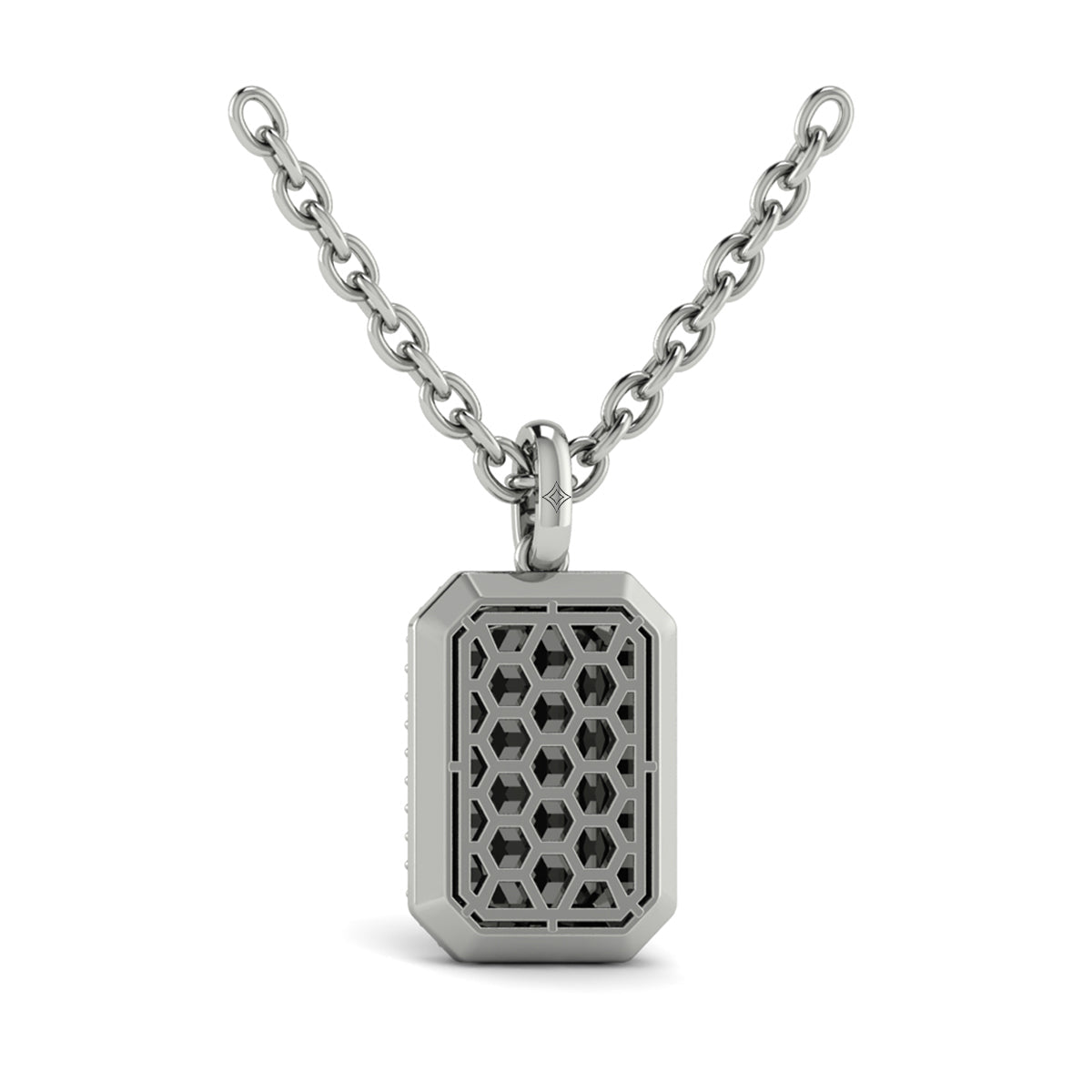 Diamond Medallion Alphabet Pendant Link Necklace, R