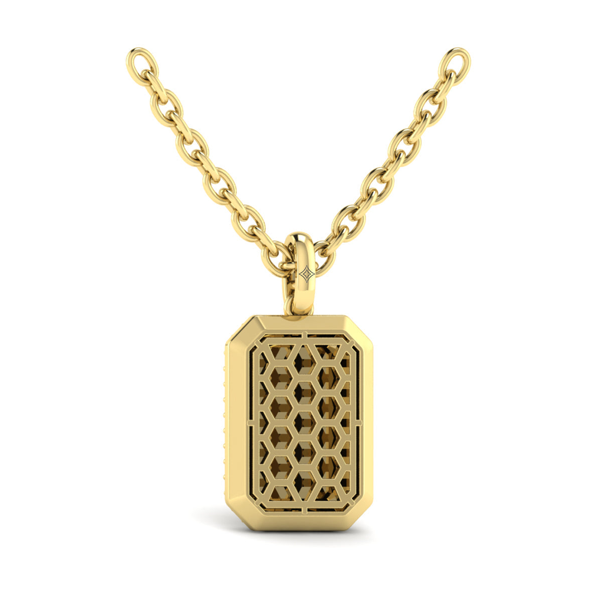 Diamond Medallion Alphabet Pendant Link Necklace, R