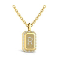 Diamond Medallion Alphabet Pendant Link Necklace, R