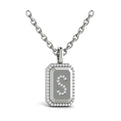 Diamond Medallion Alphabet Pendant Link Necklace, S