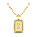 Diamond Medallion Alphabet Pendant Link Necklace, S