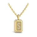 Diamond Medallion Alphabet Pendant Link Necklace, S