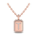 Diamond Medallion Alphabet Pendant Link Necklace, T