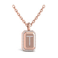 Diamond Medallion Alphabet Pendant Link Necklace, T