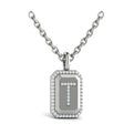 Diamond Medallion Alphabet Pendant Link Necklace, T