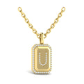 Diamond Medallion Alphabet Pendant Link Necklace, U