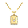 Diamond Medallion Alphabet Pendant Link Necklace, W