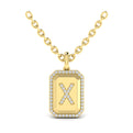 Diamond Medallion Alphabet Pendant Link Necklace, X