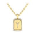 Diamond Medallion Alphabet Pendant Link Necklace, Y