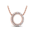 Diamond Baguette Double Open Circle Pendant Necklace