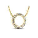 Diamond Baguette Double Open Circle Pendant Necklace