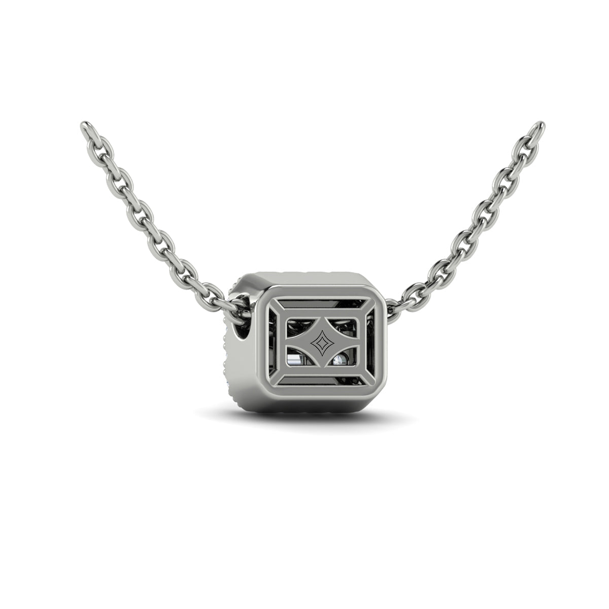 Diamond Baguette Halo Pendant Necklace