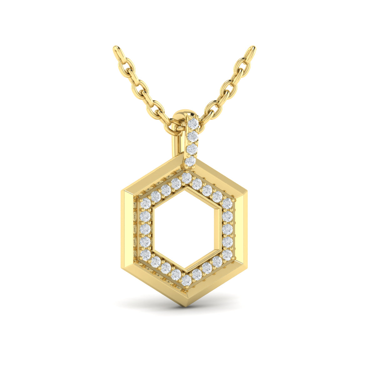 Diamond Open Honeycomb Pendant Necklace