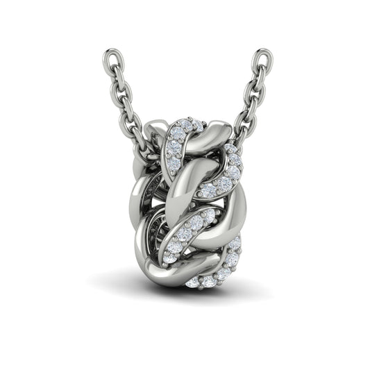Channel Set Link with Diamonds Pendant Necklace