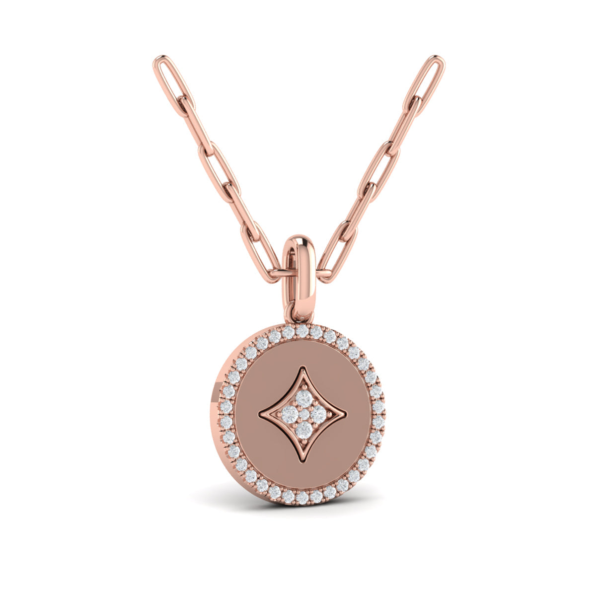 Center Star Diamonds and Bezel Pendant Necklace