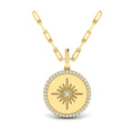 Center Starburst Diamond and Bezel Pendant Necklace