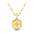 Center Starburst Diamond and Bezel Hexagon Pendant Necklace