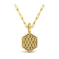 Center Starburst Diamond and Bezel Hexagon Pendant Necklace