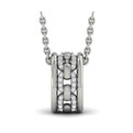 Reverse Channel Set Link with Diamonds Pendant Necklace