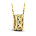 Reverse Channel Set Link with Diamonds Pendant Necklace