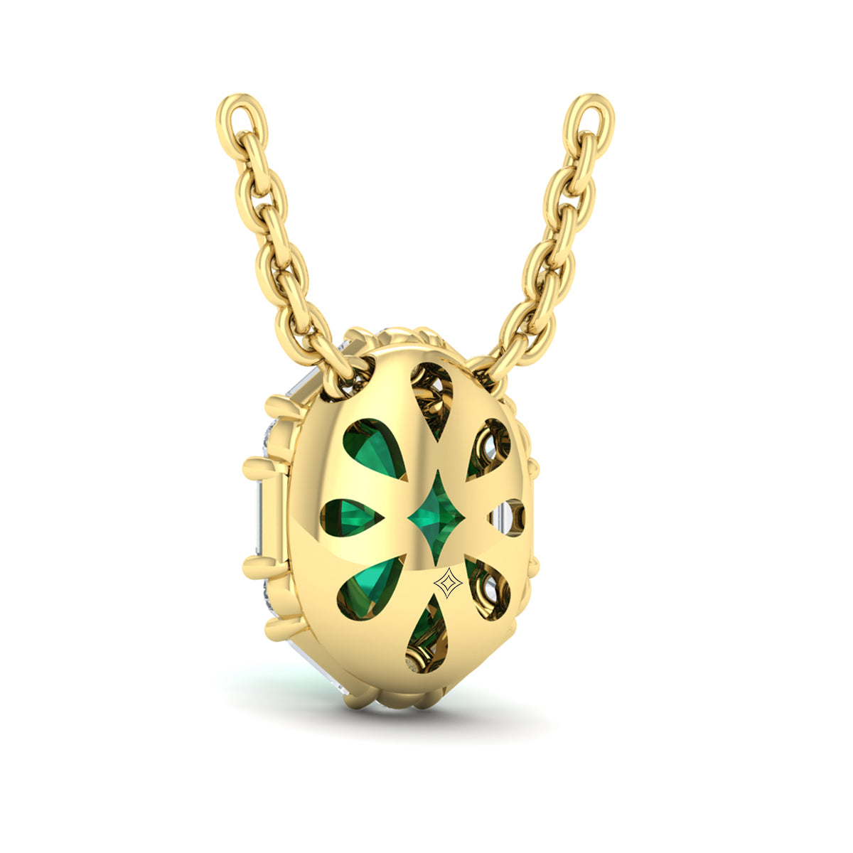 Oval Emerald and Diamond Baguette Pendant