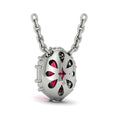 Oval Ruby and Diamond Baguette Pendant