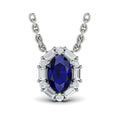 Oval Sapphire and Diamond Baguette Pendant