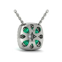Diamond Cushion Halo and Multi Oval Emerald with Center Diamond Necklace