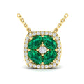 Diamond Cushion Halo and Multi Oval Emerald with Center Diamond Necklace