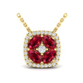 Diamond Cushion Halo and Multi Oval Ruby with Center Diamond Necklace