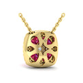 Diamond Cushion Halo and Multi Oval Ruby with Center Diamond Necklace