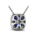 Diamond Cushion Halo and Multi Oval Sapphire with Center Diamond Necklace