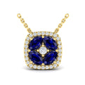 Diamond Cushion Halo and Multi Oval Sapphire with Center Diamond Necklace