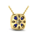 Diamond Cushion Halo and Multi Oval Sapphire with Center Diamond Necklace