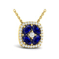 Diamond Cushion Halo and Multi Oval Sapphire with Center Diamond Necklace