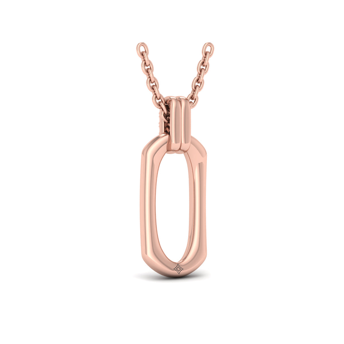 Diamond Accent North South Open Oval Pendant with Link Necklace