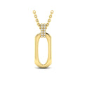 Diamond Accent North South Open Oval Pendant with Link Necklace