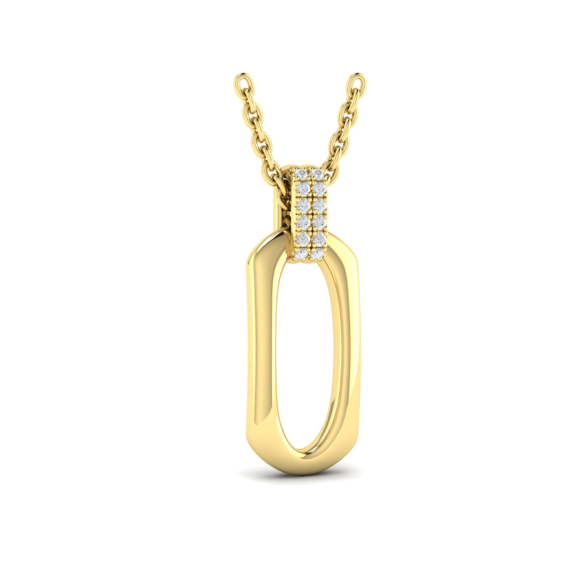 Diamond Accent North South Open Oval Pendant with Link Necklace